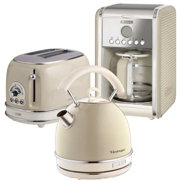 Ariete Vintage 1.7L Stainless Steel Dome Kettle with 2 Slice Toaster